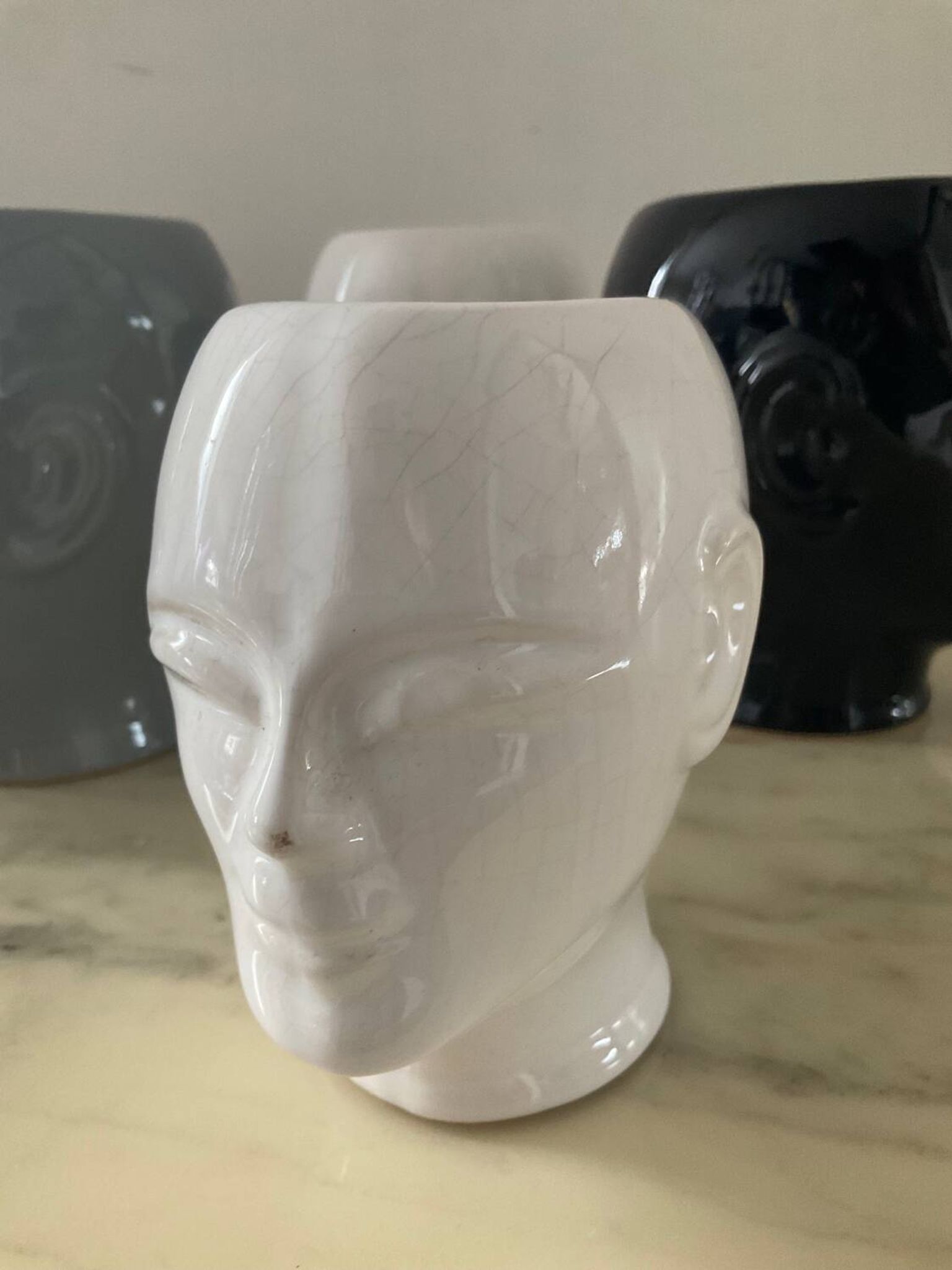 Series of 4 vintage ceramic head vases from the 70s and 80s