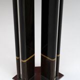 Paolo Barracchia Italian Steel and Inlaid Wood Dinning Table by Roman Deco