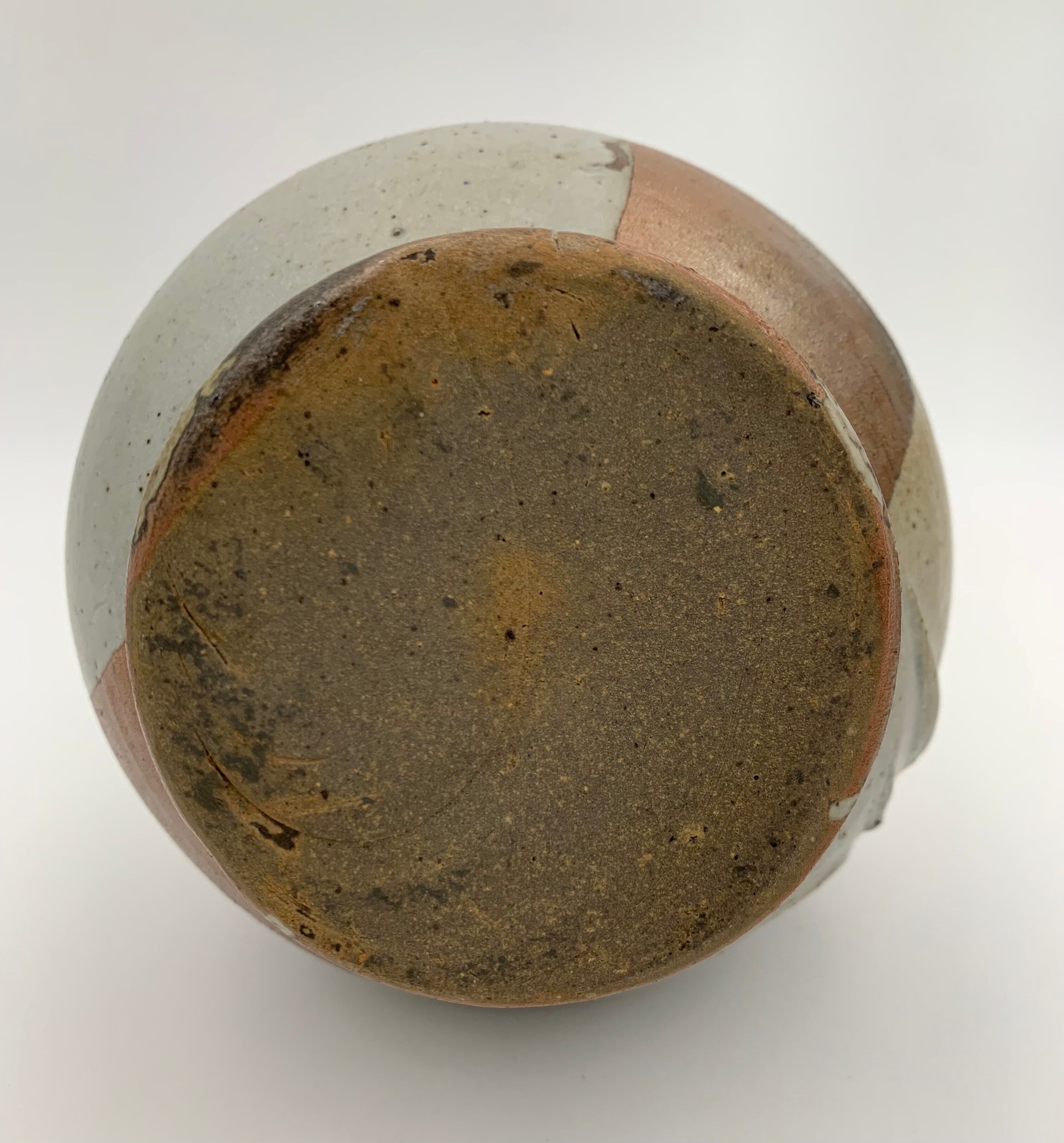 Vintage stoneware pitcher with iridescent two-tone glaze - 1960s-1970s