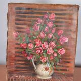 Oil on canvas still life bouquet of roses