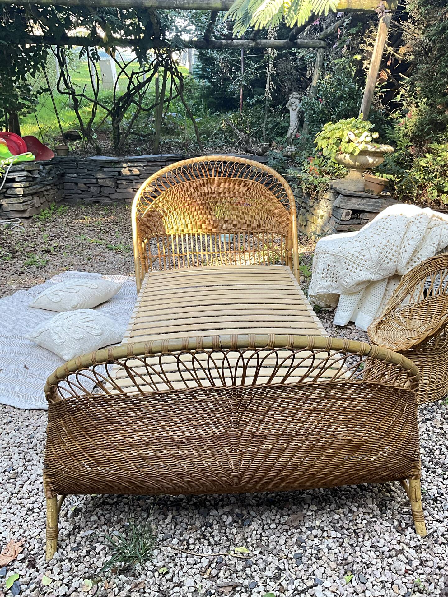 Vintage seventies rattan children's basket.