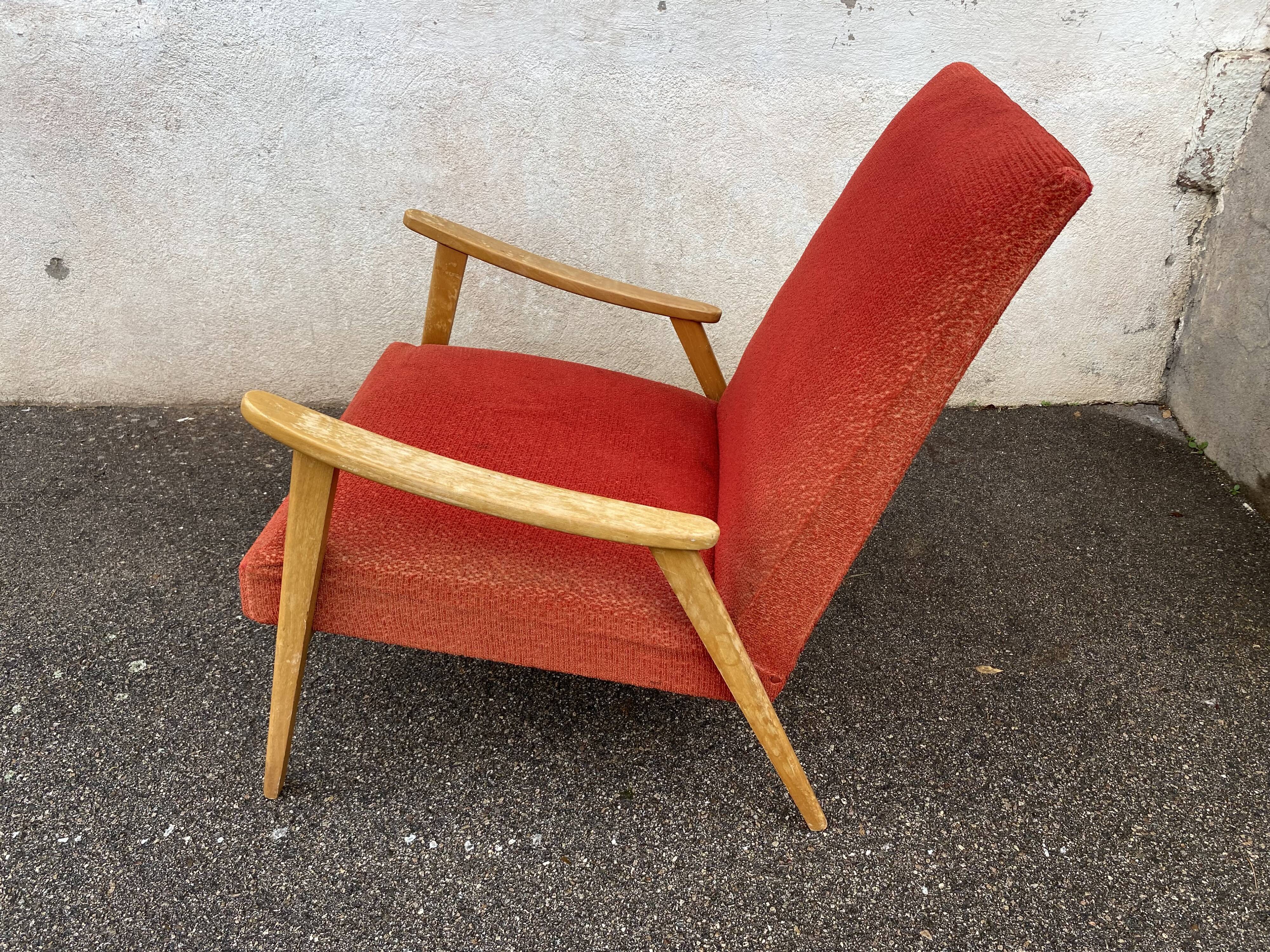Red boomerang armchair