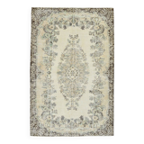 6x9 Light Green & Beige Turkish Vintage Rug, 173x267Cm