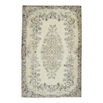 6x9 Light Green & Beige Turkish Vintage Rug, 173x267Cm