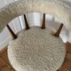 Set of 1 armchair and 1 vintage Scandinavian stool with white fur, 1960