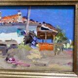 Tableau Huile sur carton singée dimension : hauteur -26 cm- largeur -42cm-