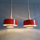 Pair of Scandinavian brushed aluminium pendants, Philips, 1960s