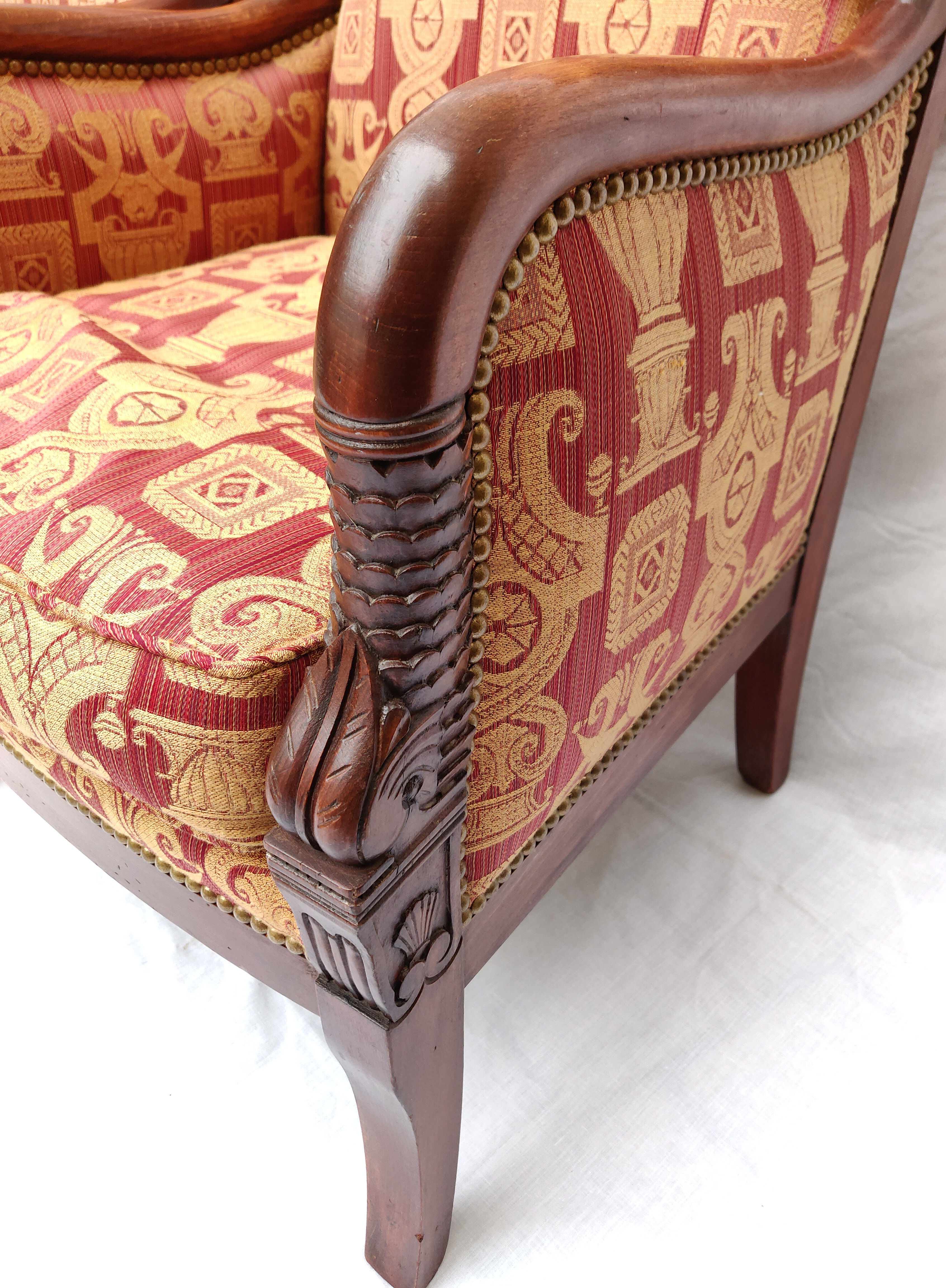 Pair of Empire mahogany armchairs