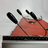 Vintage wall coat rack with round mirror, 4 hooks, 68 cm