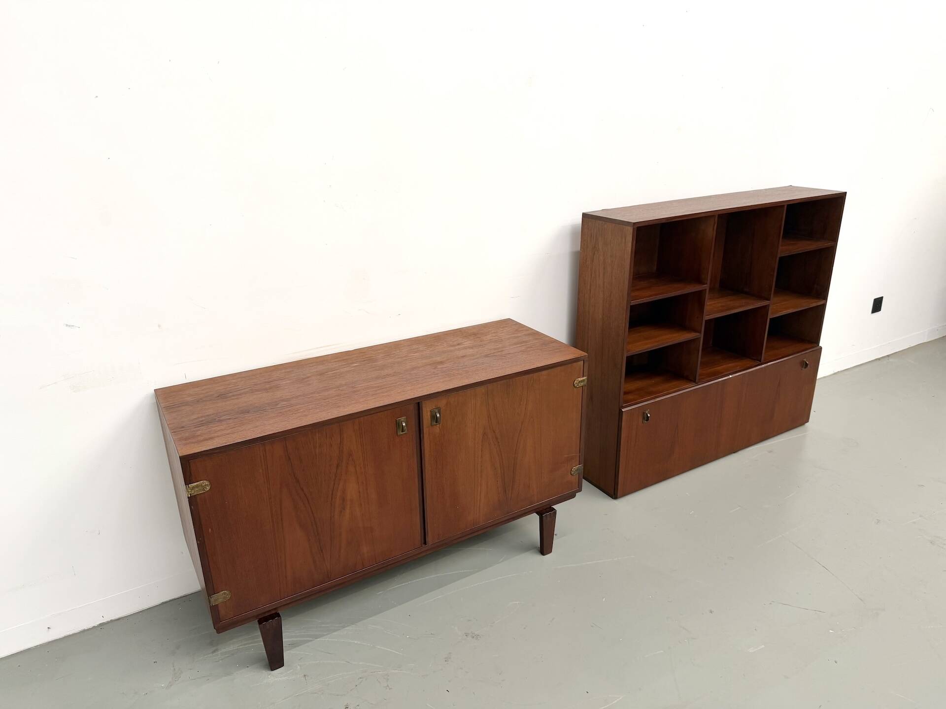 Teak and brass bookshelf designed by Peter Løvig Nielsen, CI.