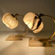 Pair of vintage art deco lamps, albatre marble brass, 30 years