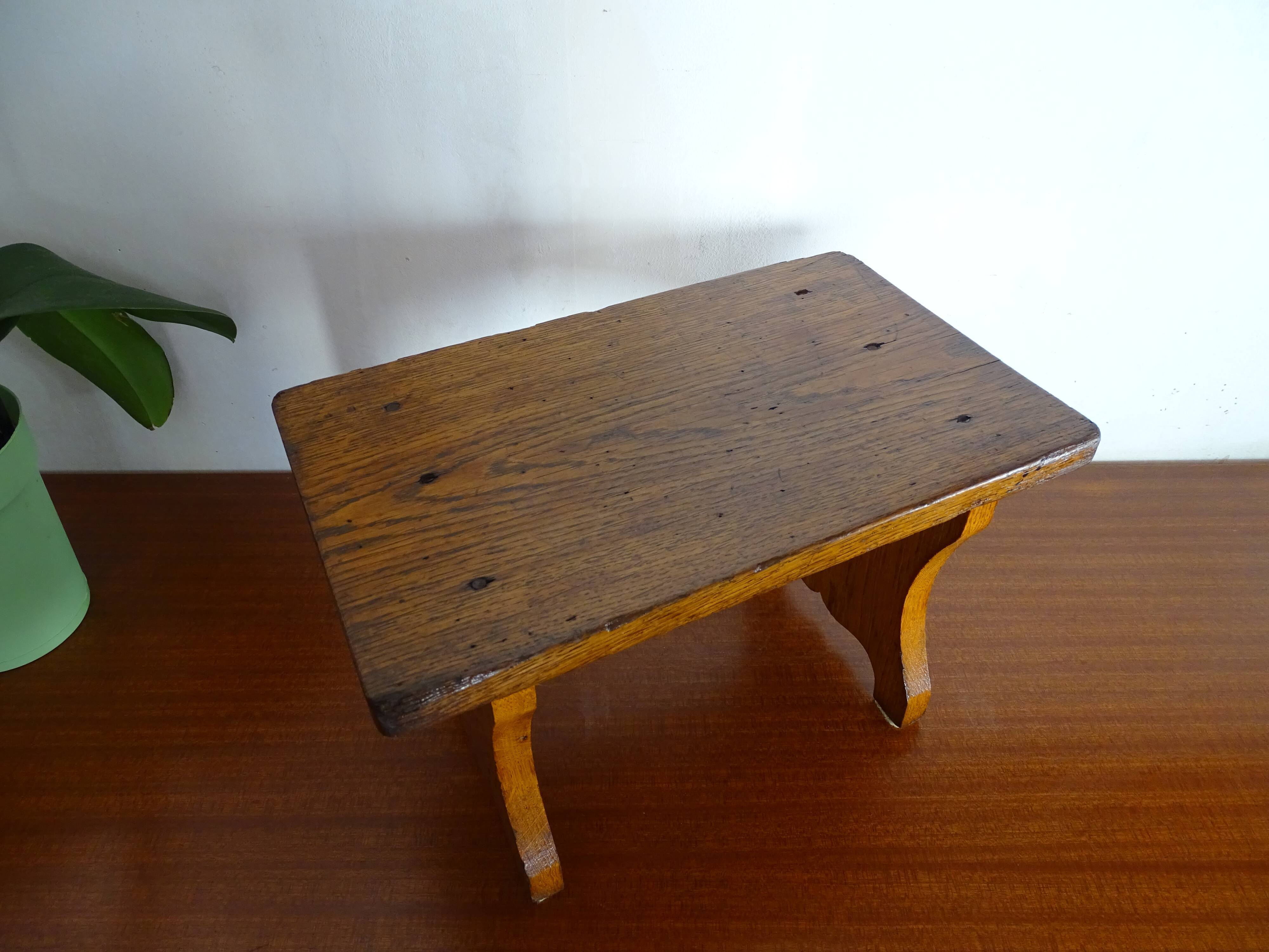 Vintage brutalist wooden stool