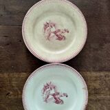 2 assiette a dessert Terre de Fer Gien Modele Chantecler Rouge Coq
