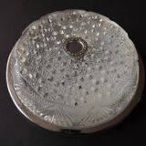 Pair of French Vintage Semi-Flush Cut Glass and Silver Metal Wall Lights