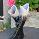 Double soliflore vase, vintage midnight blue glazed fish slurry