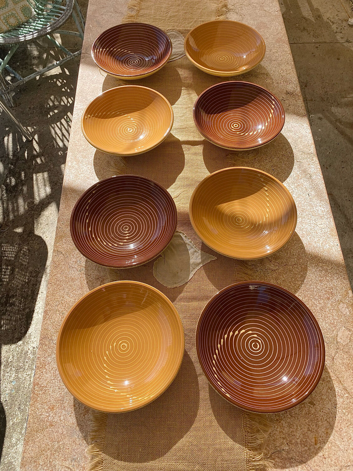 Vintage glazed ceramic deep plates