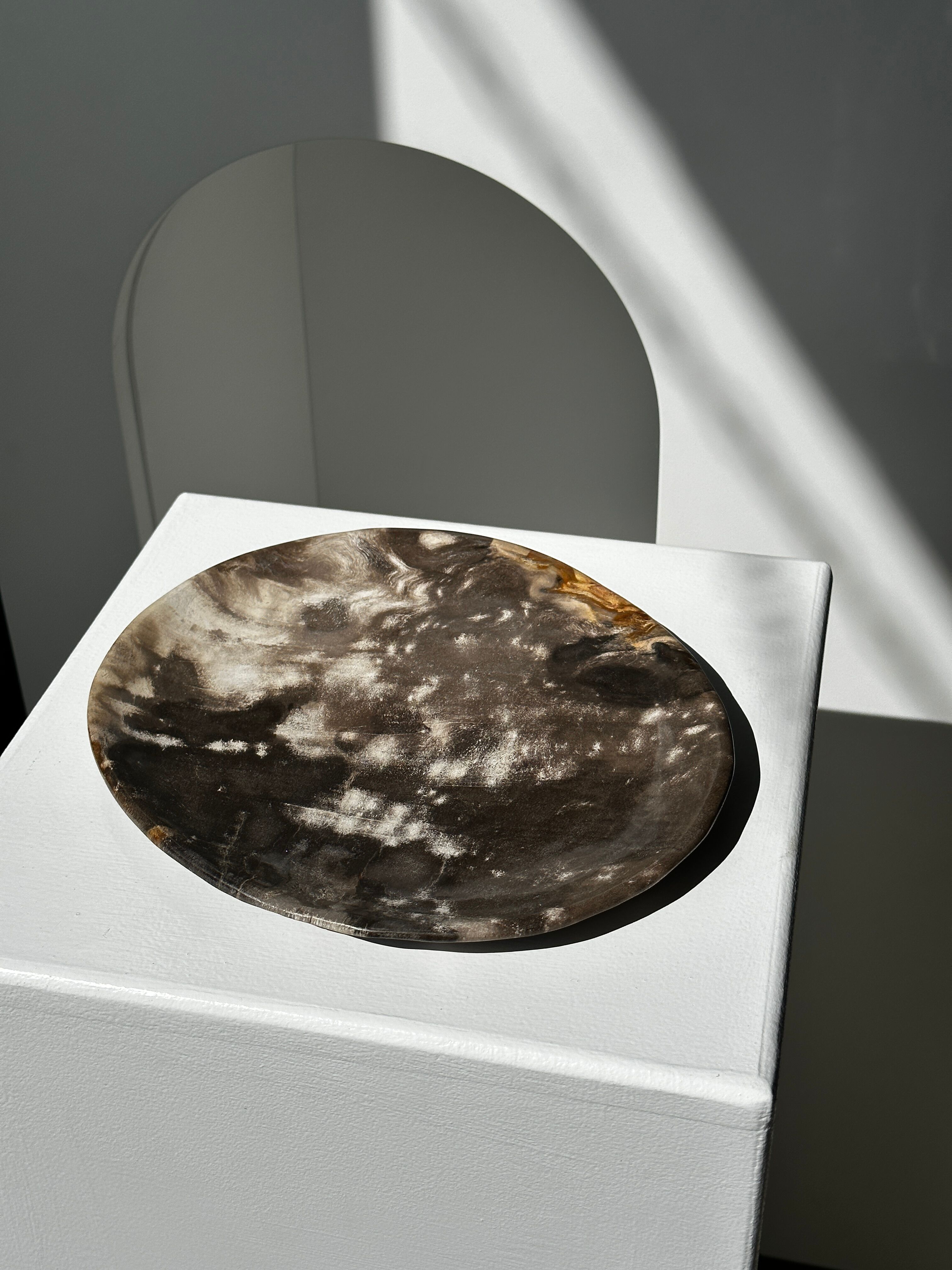 Dish in petrified wood