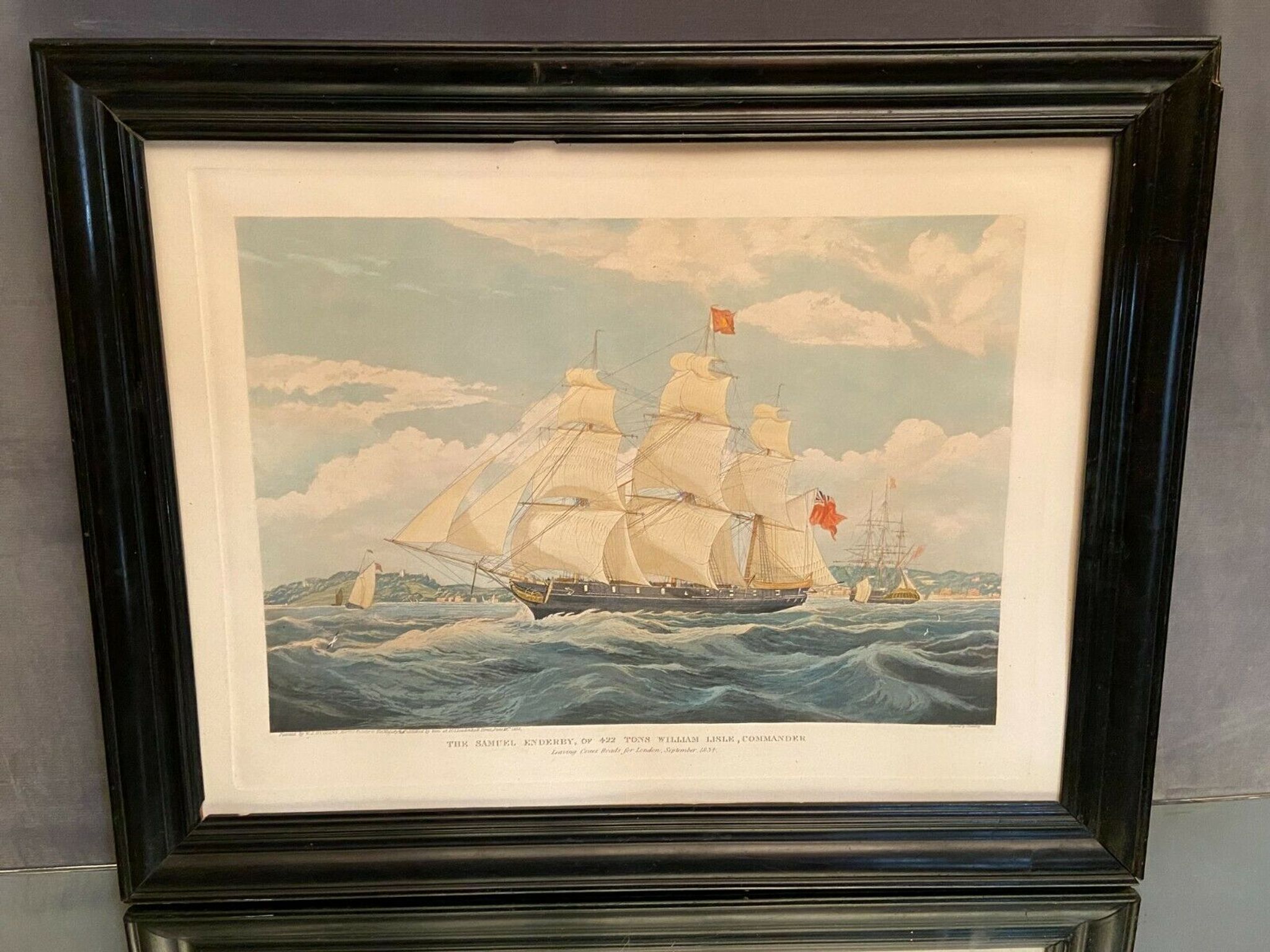 Engraving XIXth The Samuel Enderry of 422 tons William Lisle W.J. Huggins Rosenberg