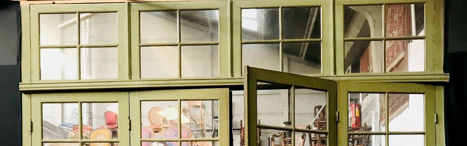 Four partition doors with small panes in 19th century patinated wood