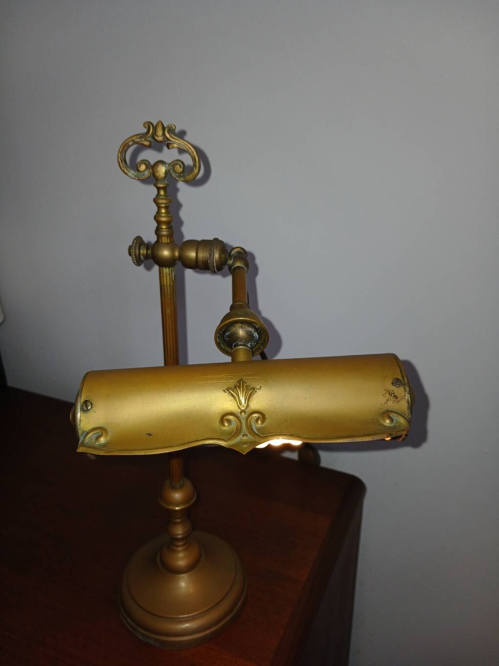 Antique brass notary lamp, desk lamp.