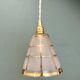 Suspension tulipe vintage en verre blanc et or