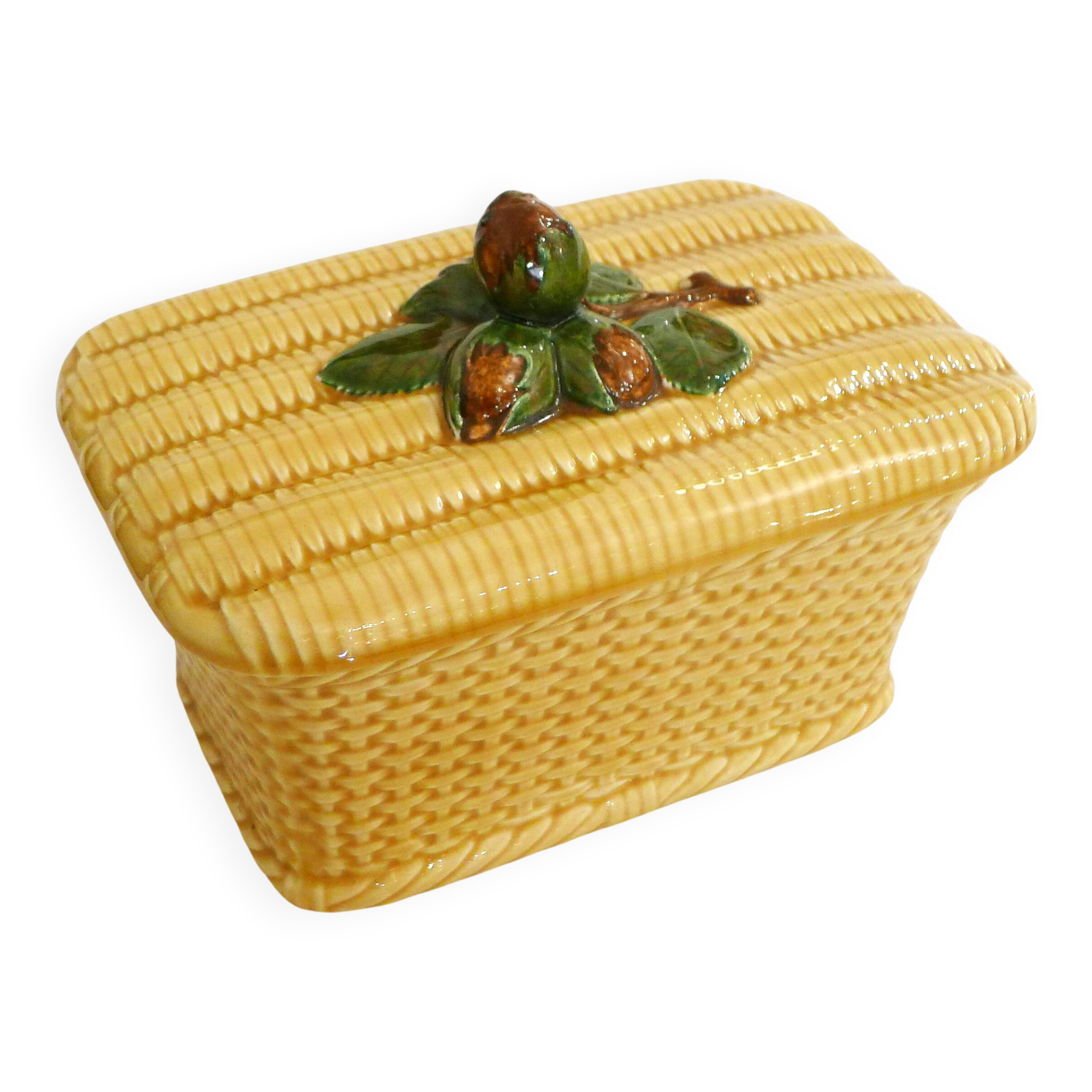 Boite barbotine Panier de noisettes Gien 1960'