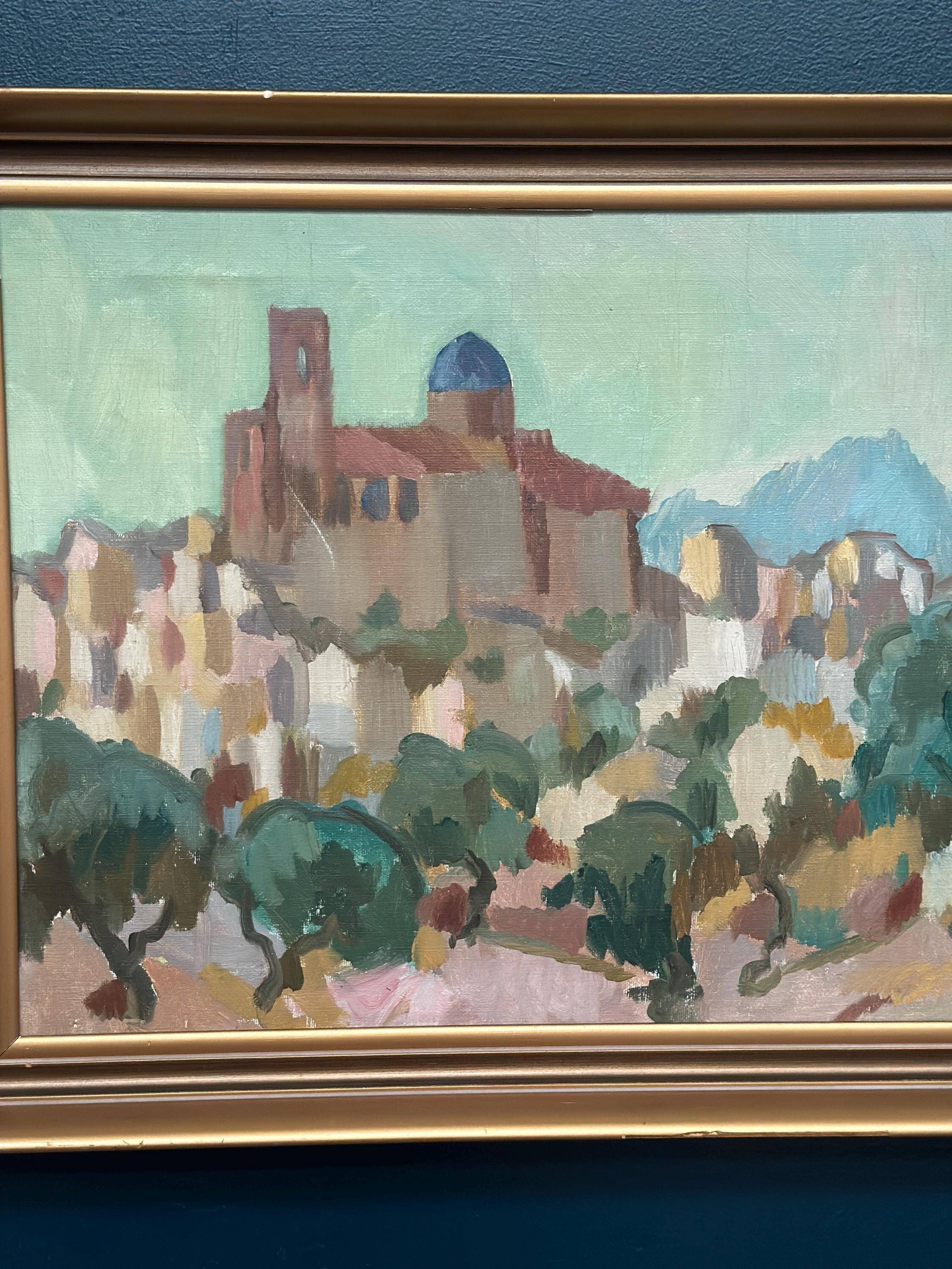 Original  Swedish Oil on Canvas – “Southern City” by Bengt Ellis, Signed