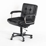 Vintage leather armchair. Swivel, on casters, multi-position. Norway, 1970s.