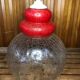 Old transparent & red cracked glass pendant lamp 1970s vintage #a548