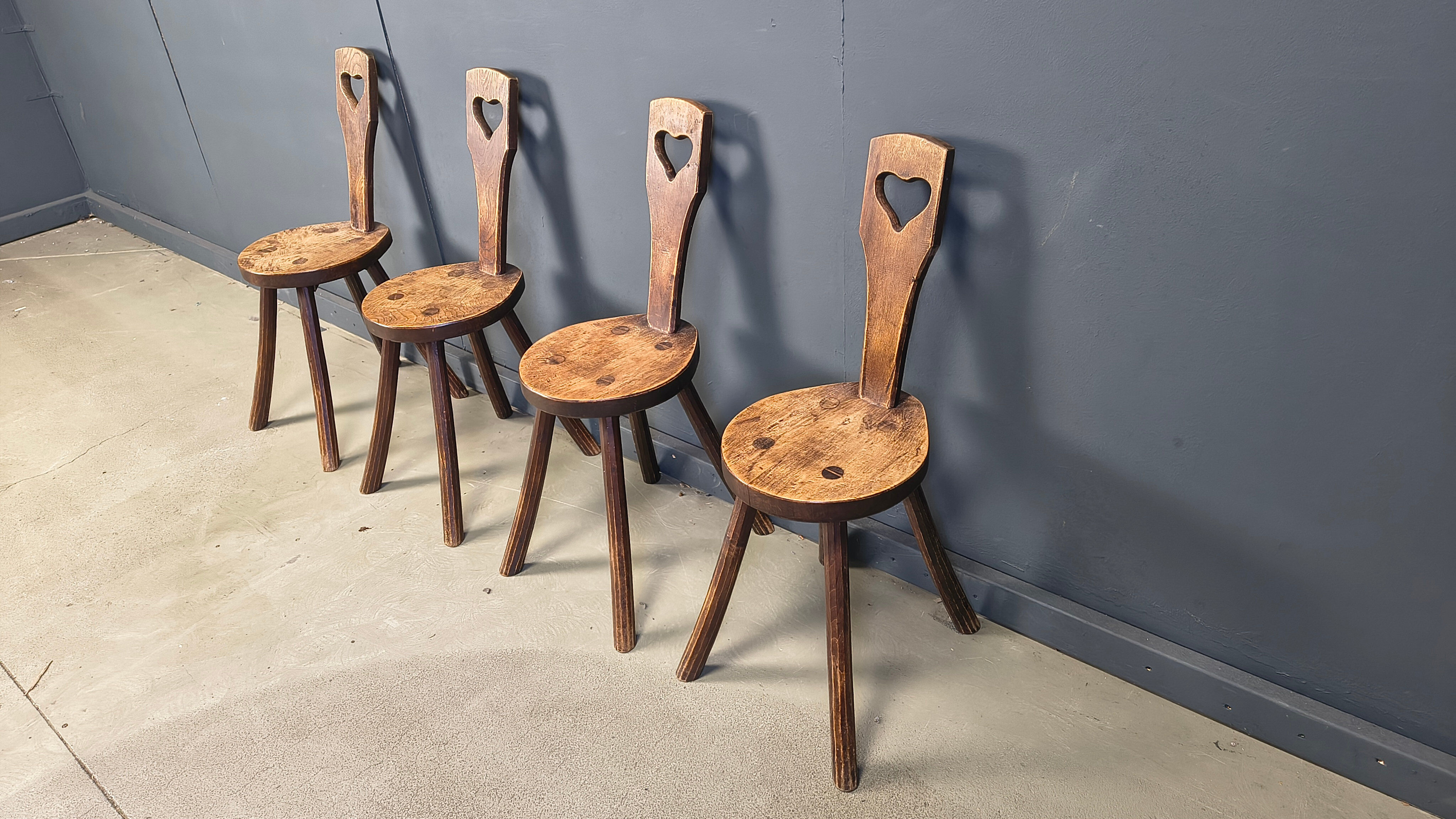 Vintage brutalist heart shaped chairs, 1960s
