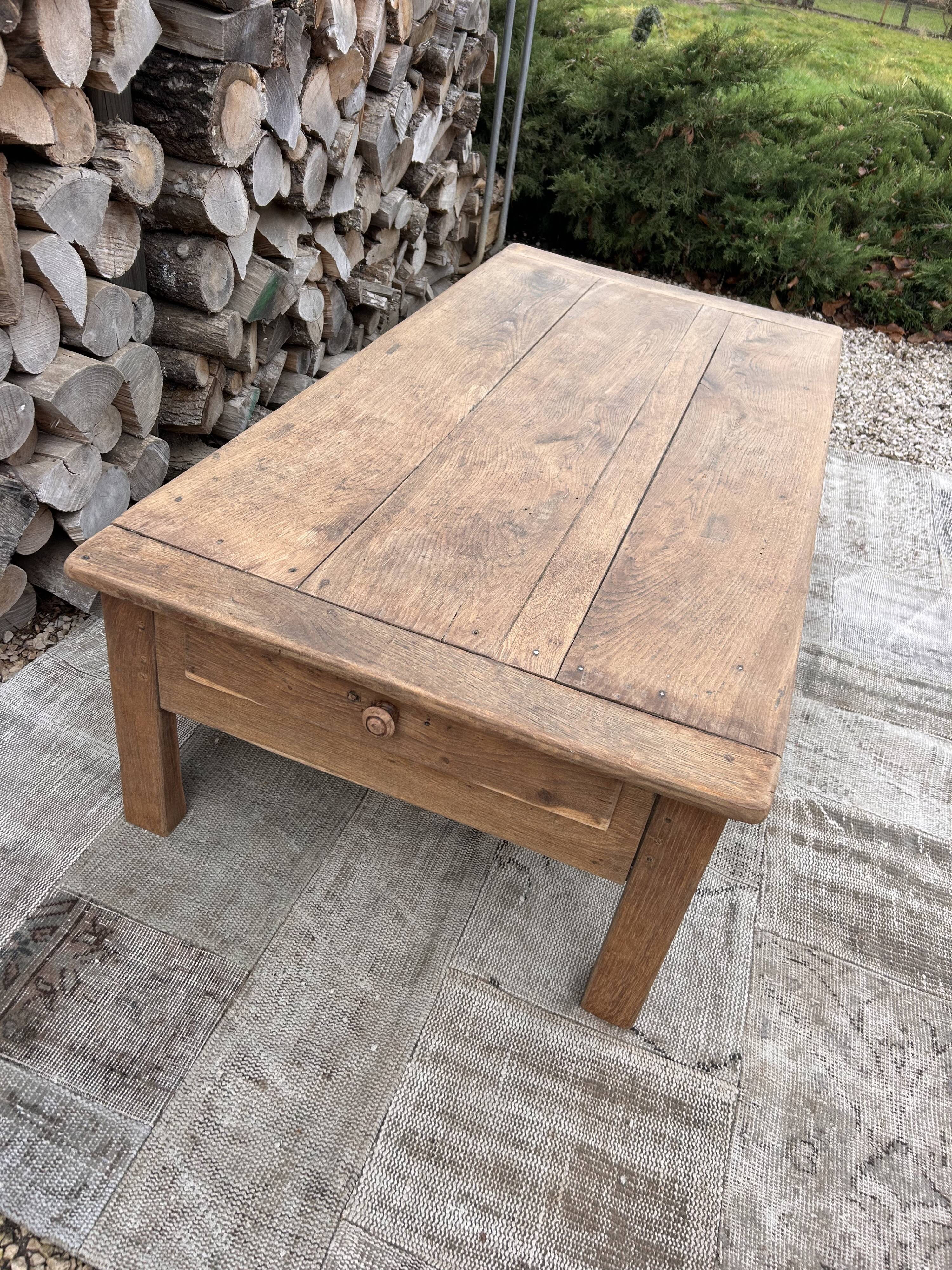 Table basse de ferme chêne massif