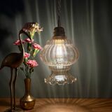 Vintage amber glass globe pendant light