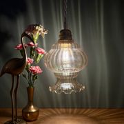 Vintage amber glass globe pendant light