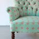 Vintage green coral button back armchair | Belgium