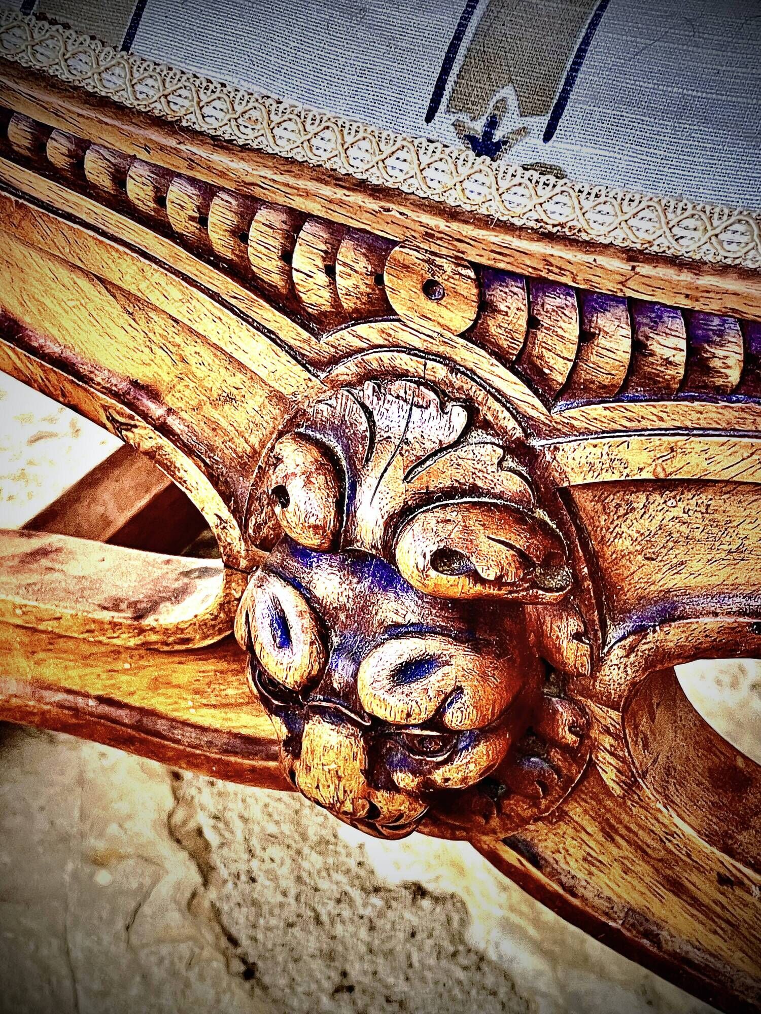 French Empire mahogany office chair with carved detail in the shape of