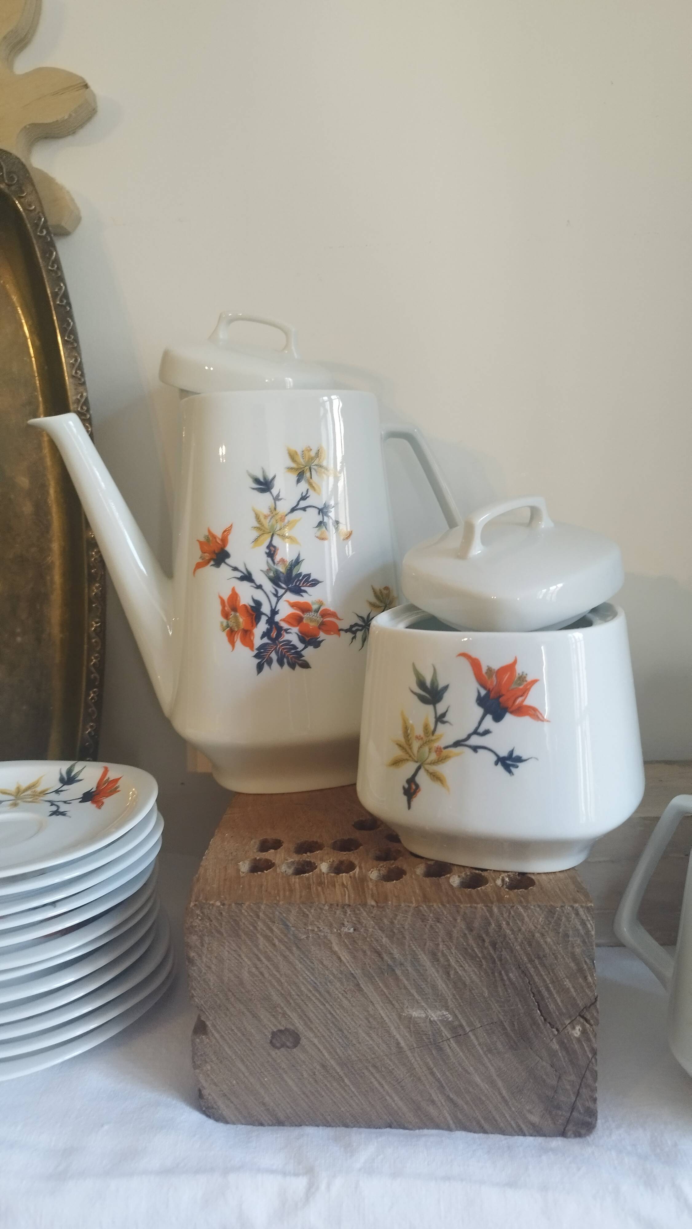 French floral porcelain coffee service