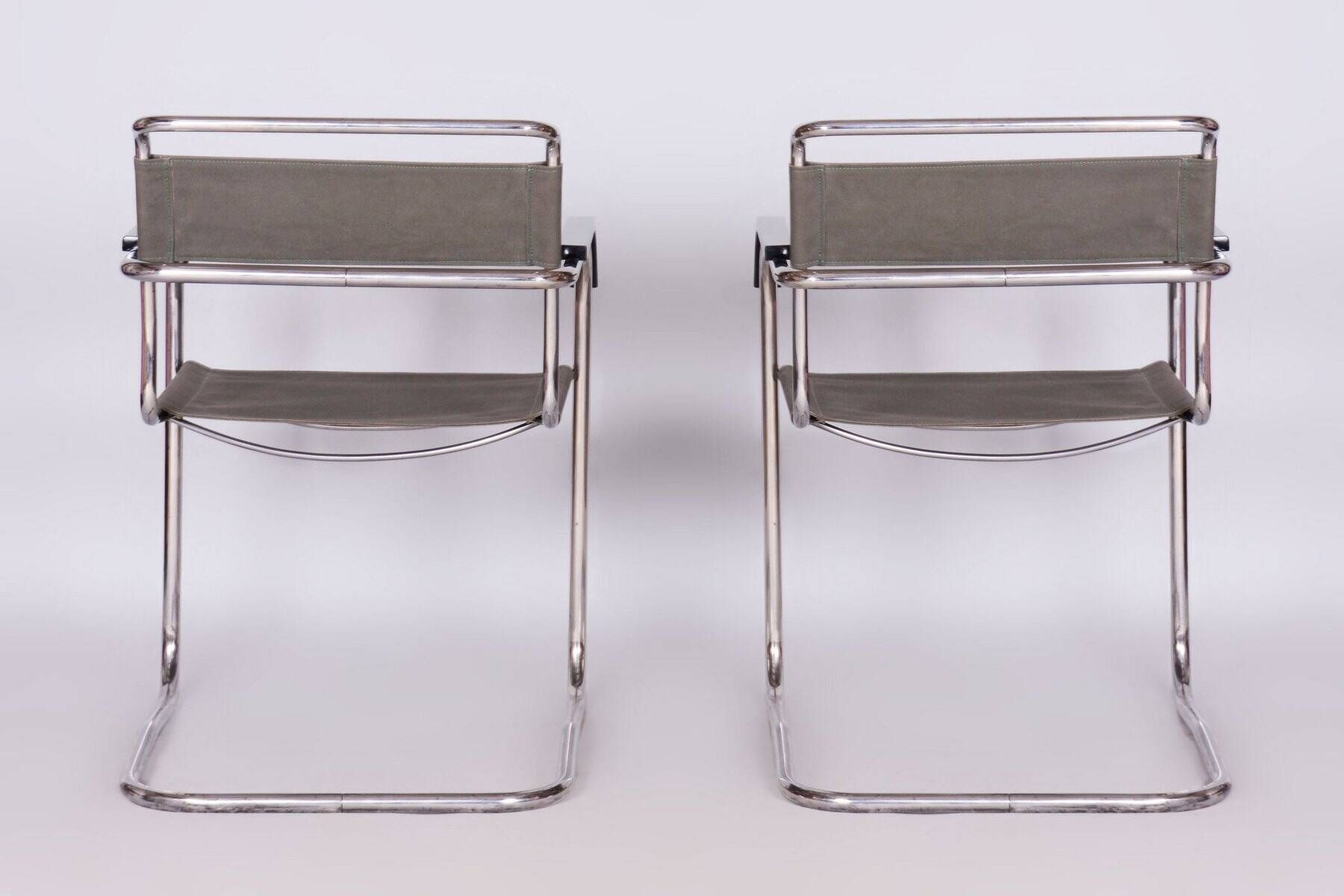 Chaises de Bauhaus restaurées en tissu Iron-Garn par M. Breuer, République tchèque, années 1930, ensemble de 2