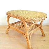 Table basse en rotin vintage