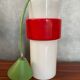 Old Opaline Pendant Light White & Red 70s Vintage