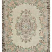 Tapis beige turc antique noué à la main 213 cm x 294 cm - 25059