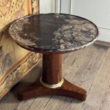 Empire Pedestal Table in Cuban Mahogany, Levanto Marble