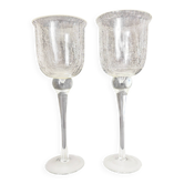 Two cracked glass lanterns 30.5 cm