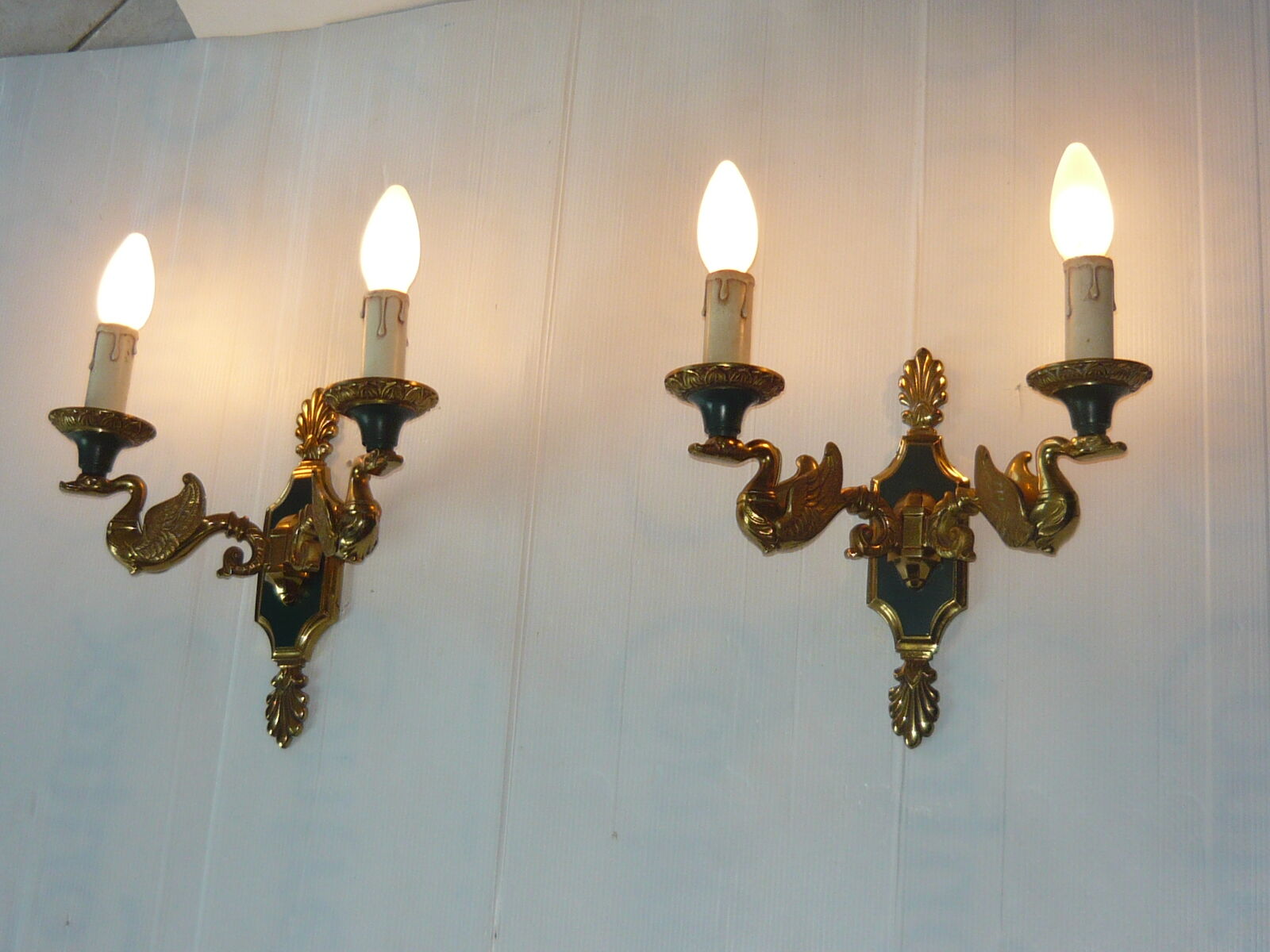 Empire lucien gau style gilt bronze wall lamp