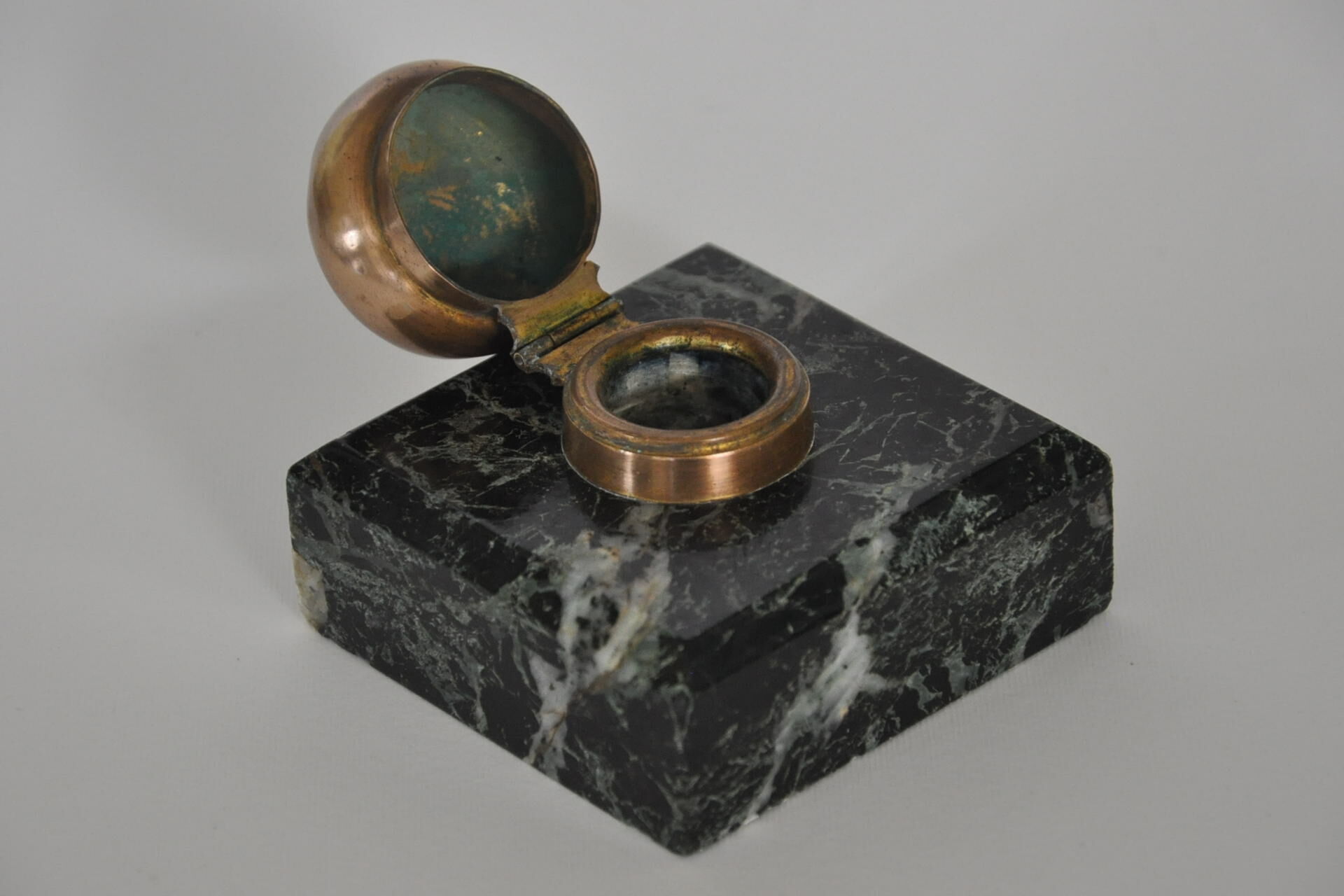 Encrier ancien marbre et bronze