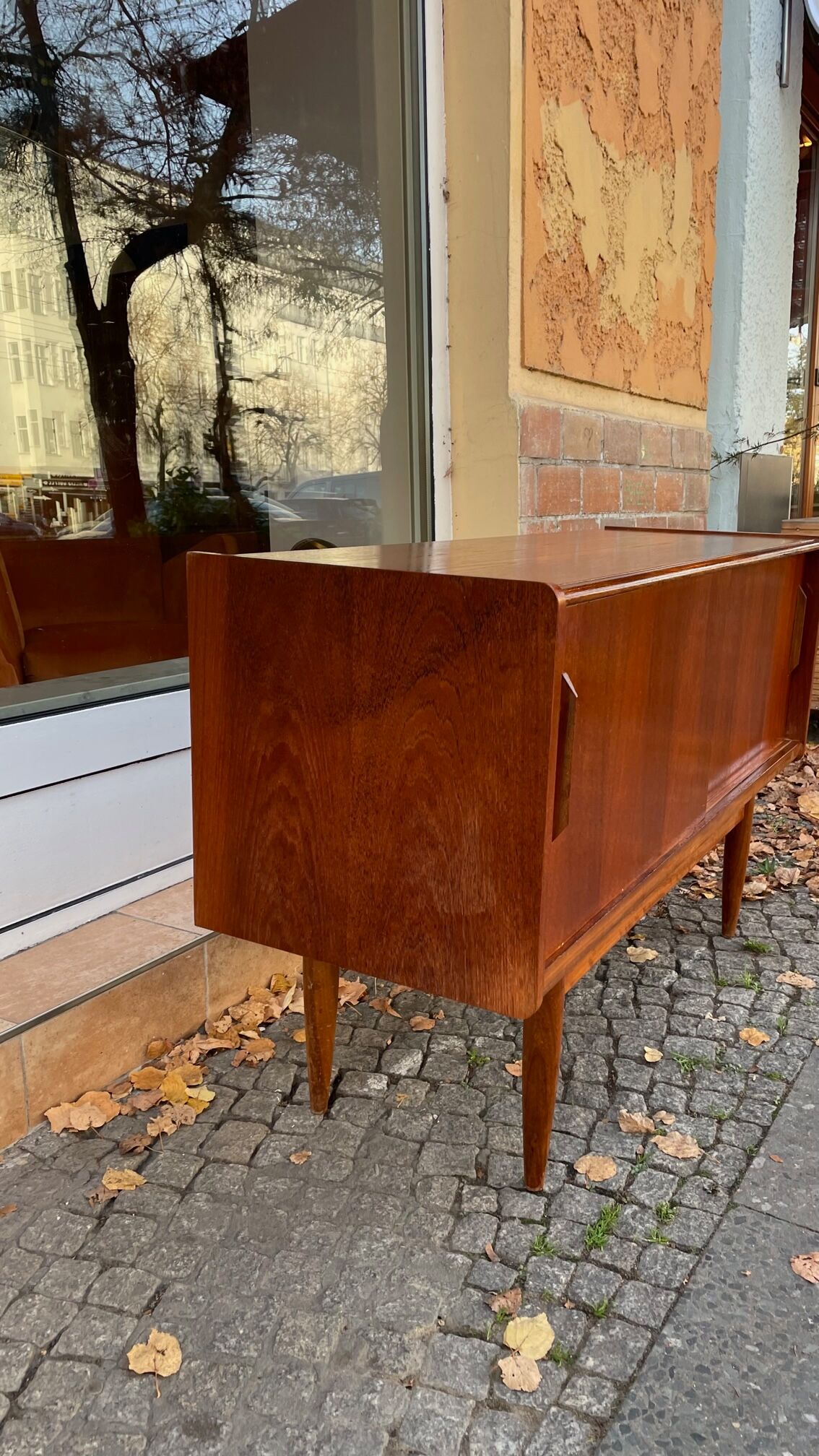 Sideboard two sliding teak doors 60s