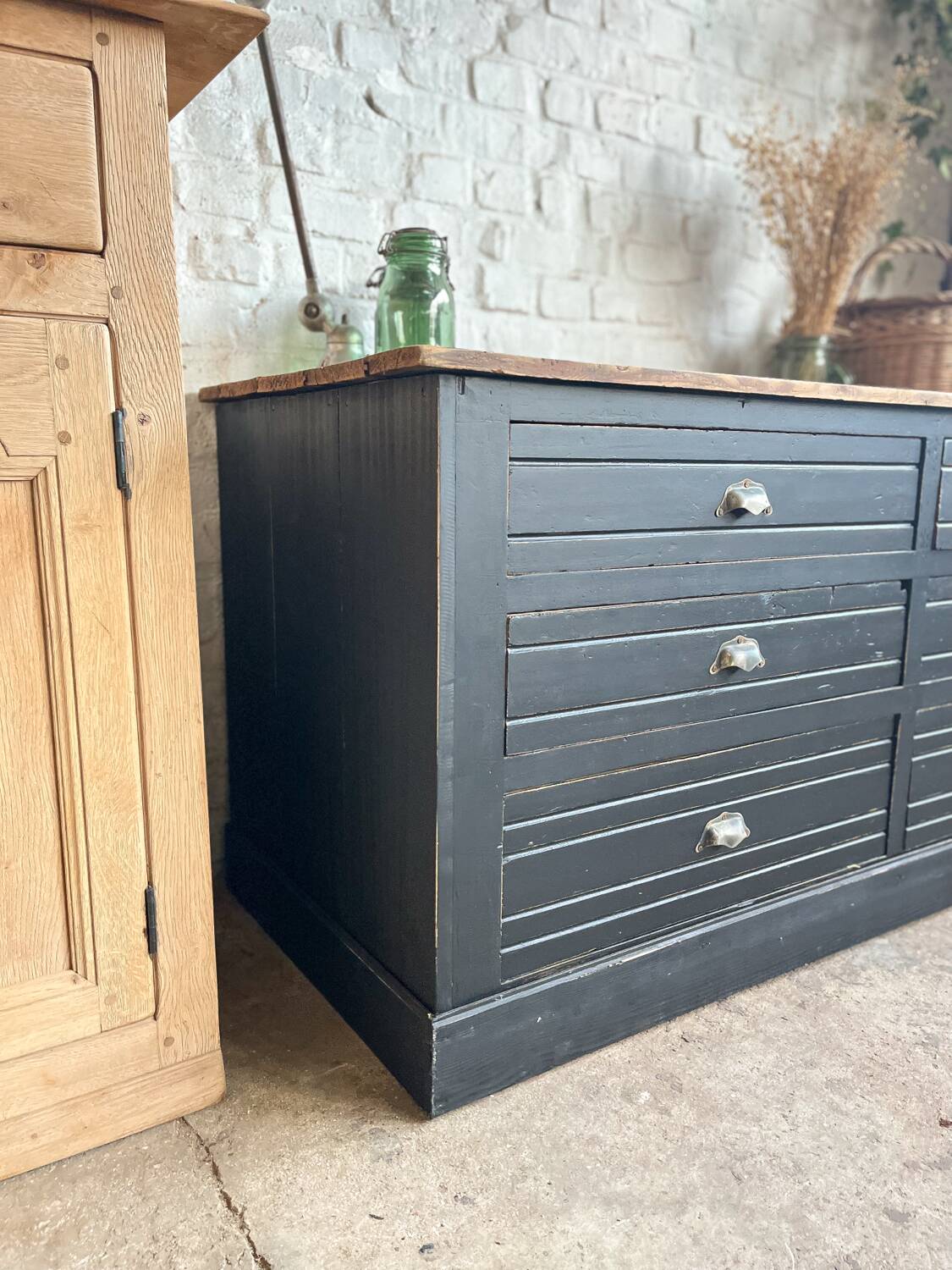Old trade furniture with black patina