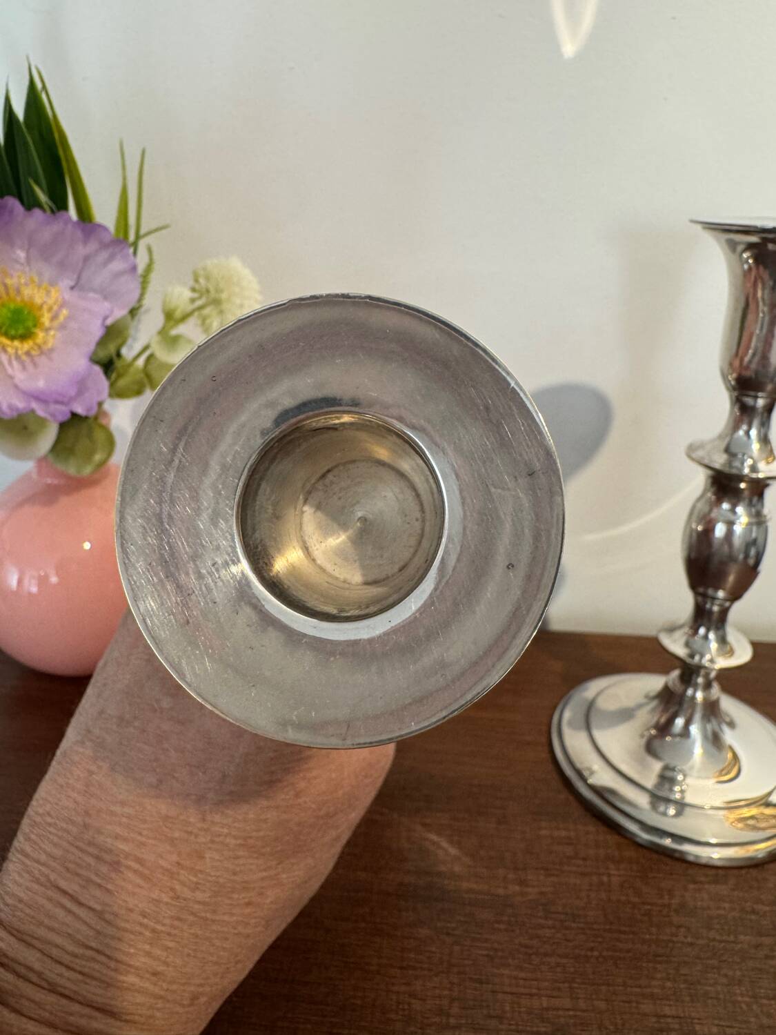 Pair of silver-plated candlesticks