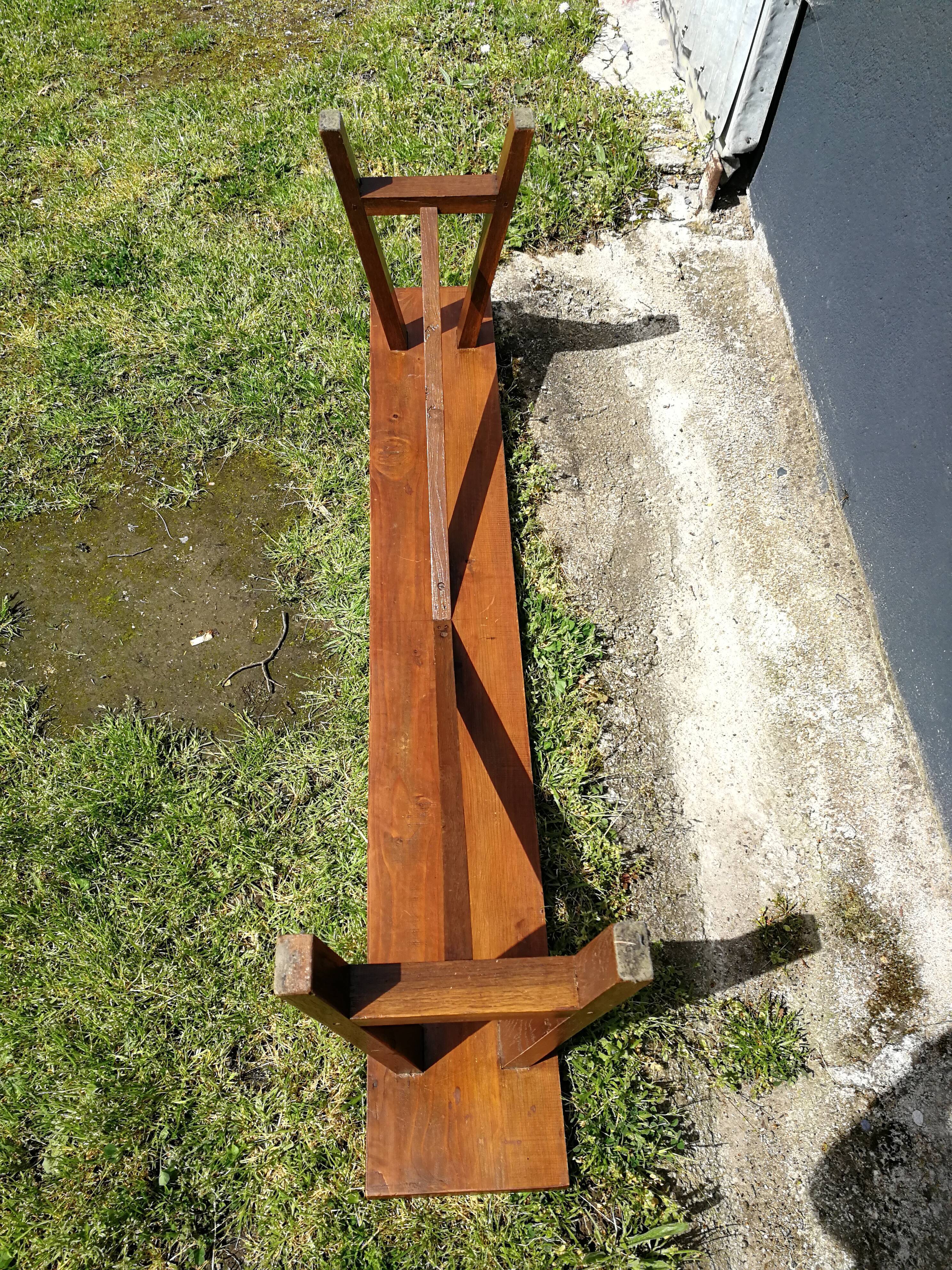 Rustic wooden bench 70's