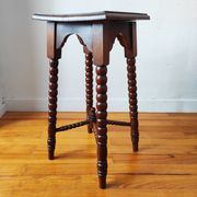 Antique turned wood spool stand