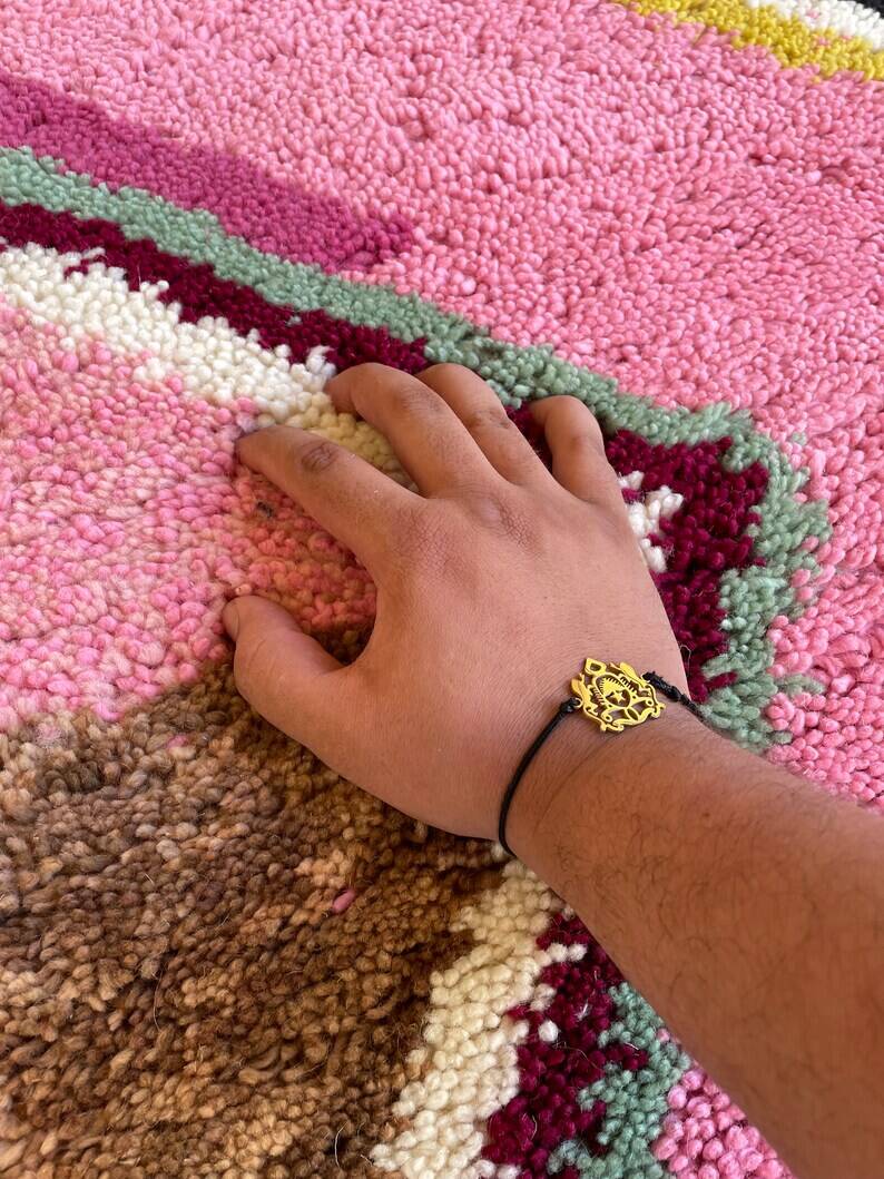 Moroccan handmade rug, beni ourain pink shag 150/250cm